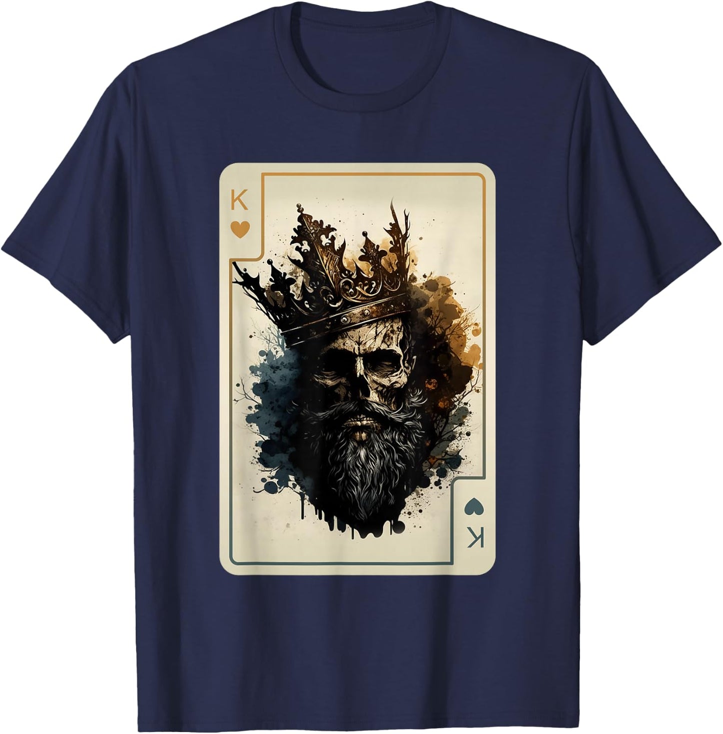 King of Hearts Creepy Card Game Poker Gothic Halloween T-Shirt - T-Shirt | Navy