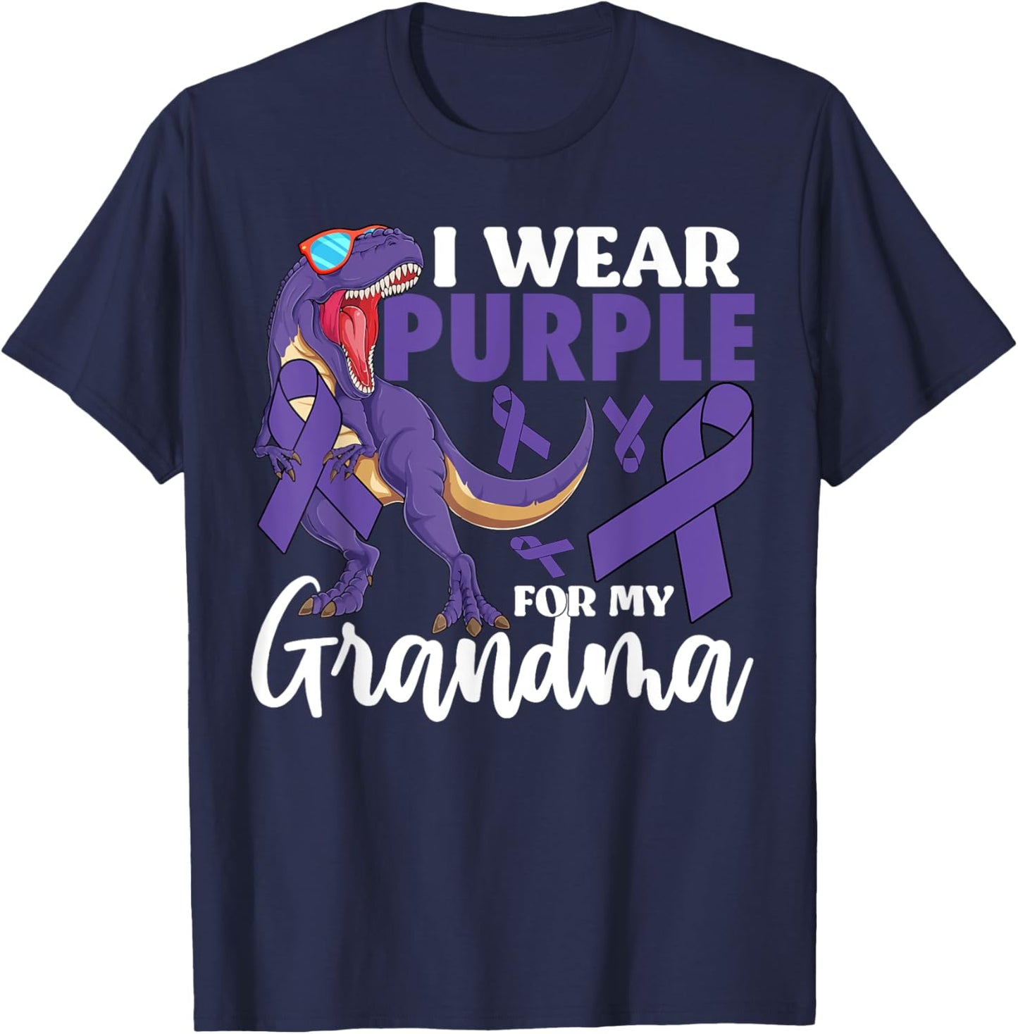 I Wear Purple For My Grandma Pancreatic Cancer Awareness T-Shirt - T-Shirt | Navy