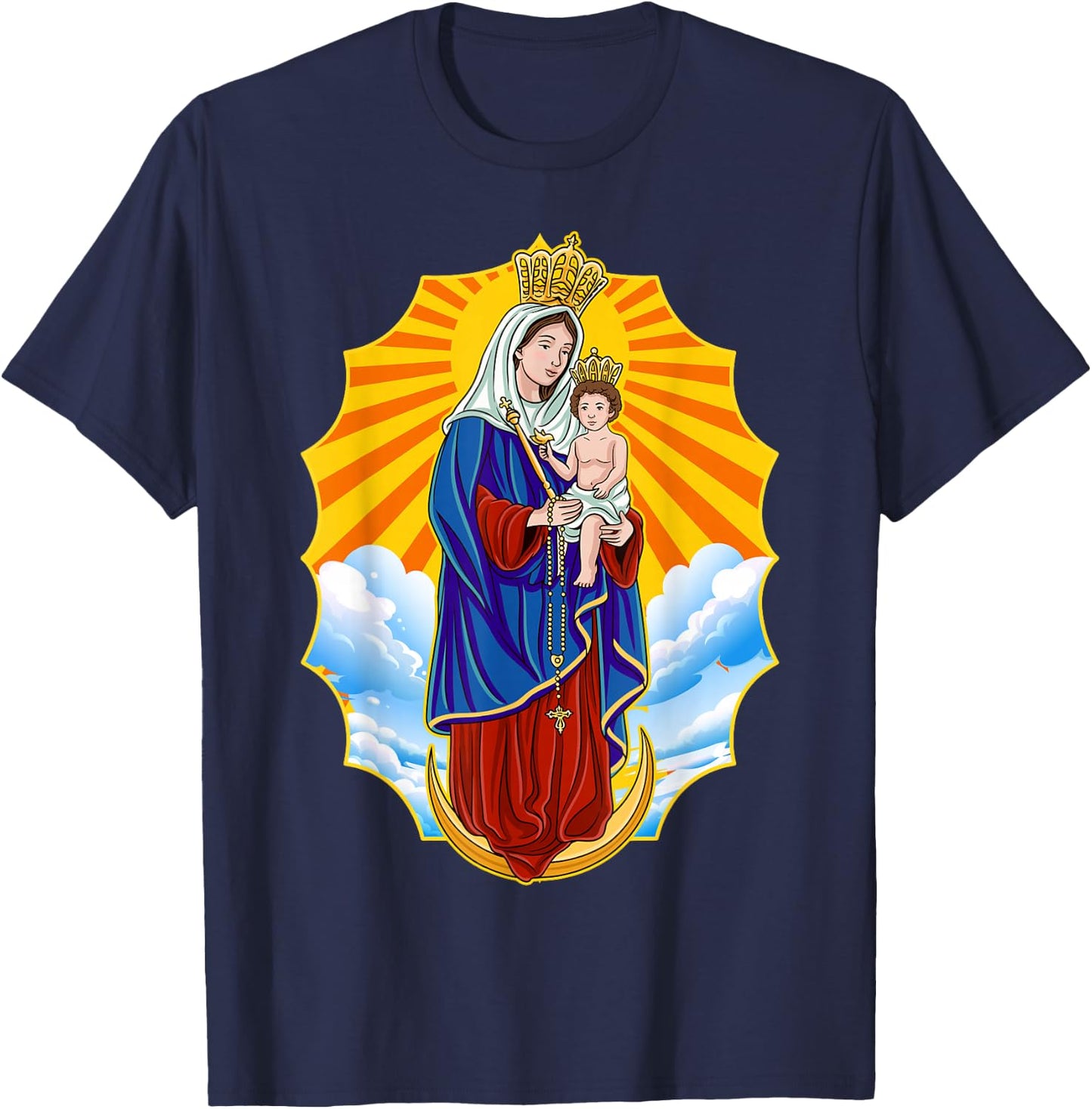 Chinita Chiquinquira Venezuela Maracaibo Virgen Chiquinquira Chinita Zulia Black T-Shirt - T-Shirt | Navy