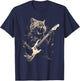 Cat Playing Bass Guitar Guitarist Rocker cool Men Women Kids T-Shirt - T-Shirt | Navy