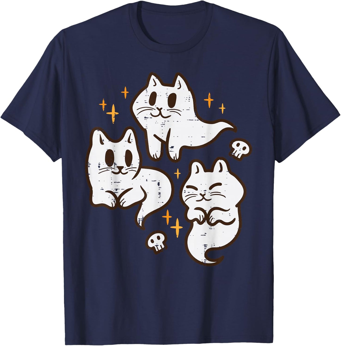 Spooky Cat Ghosts Retro Vintage Halloween Women Girls T-Shirt - T-Shirt | Navy