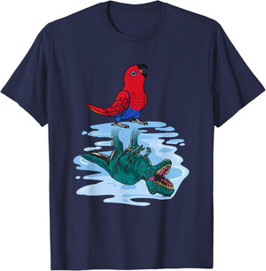 Parrot & T Rex Reflection I Female Eclectus T-Shirt - T-Shirt | Navy