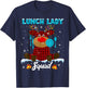 Lunch Lady Squad Xmas Lights Red Plaid Reindeer Lunch Lady T-Shirt - T-Shirt | Navy