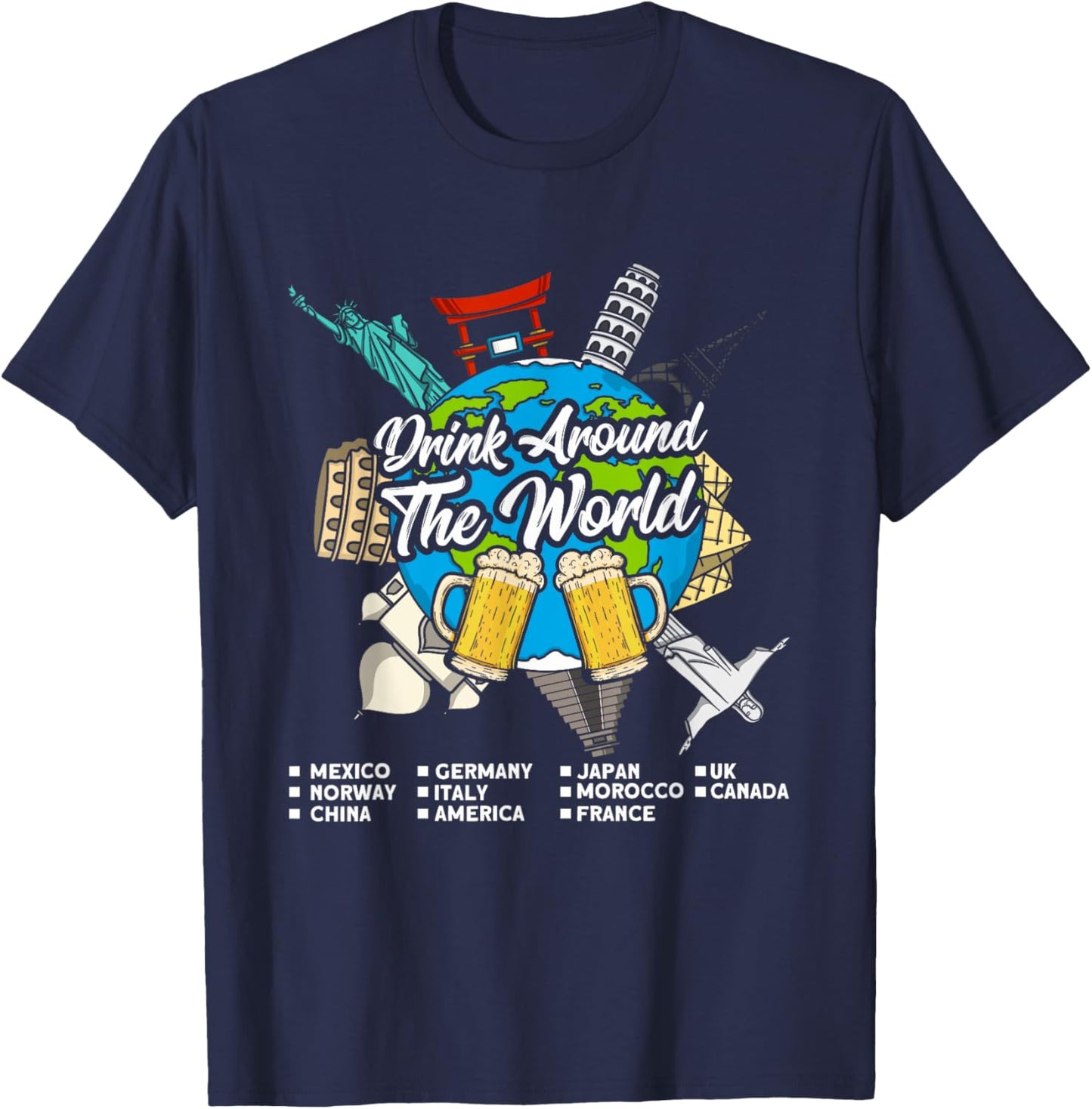 Adult Vacation Drinking Countries International National T-Shirt - T-Shirt | Navy