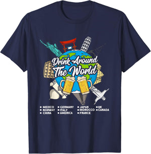 Adult Vacation Drinking Countries International National T-Shirt - T-Shirt | Navy