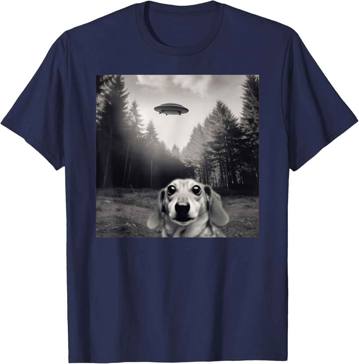 Alien UFO Funny Dachshund Dog Women Girls Kids T-Shirt - T-Shirt | Navy