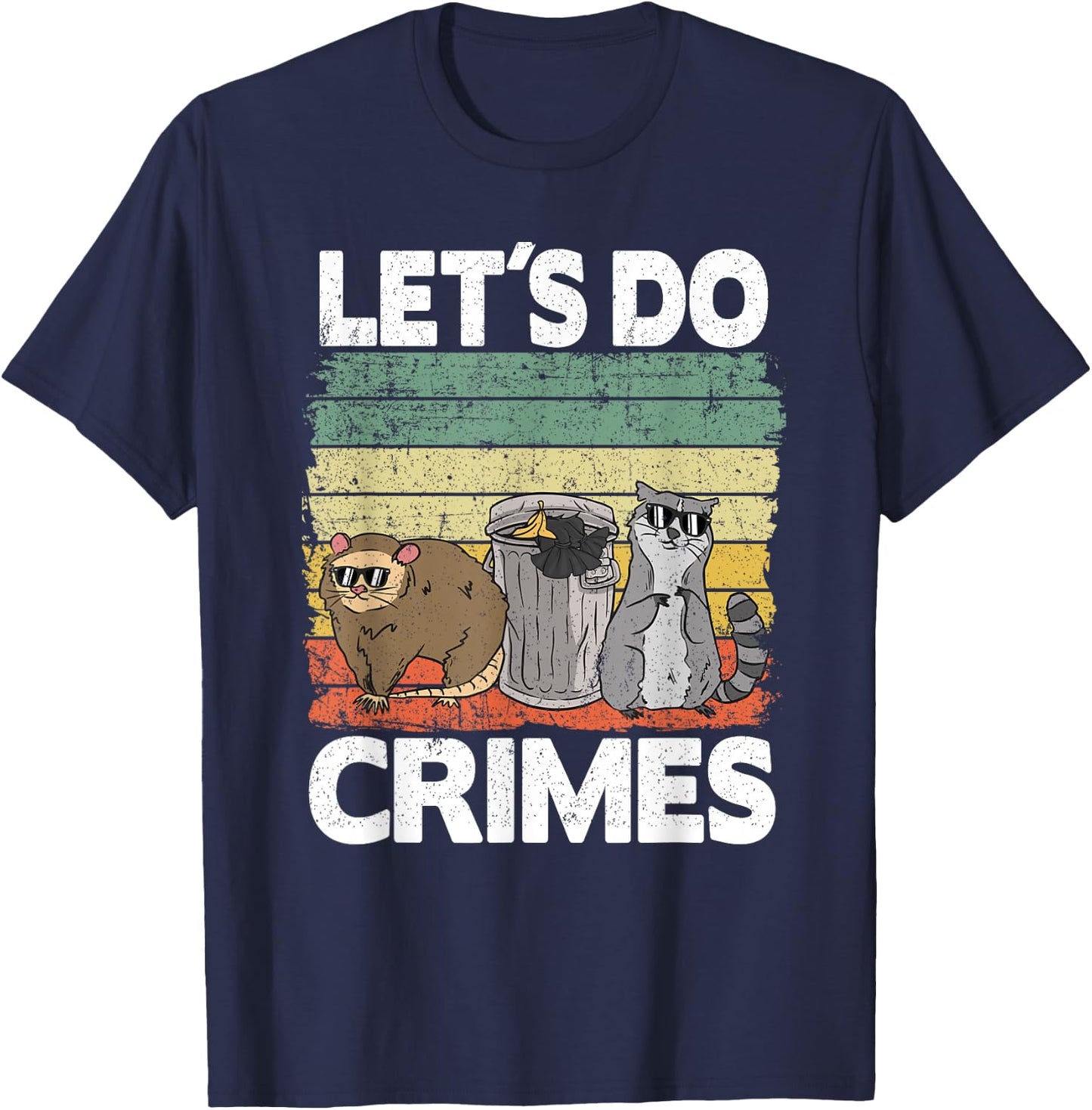 Let's Do Crimes Trash Gang Possum Opossum Raccoon T-Shirt - T-Shirt | Navy
