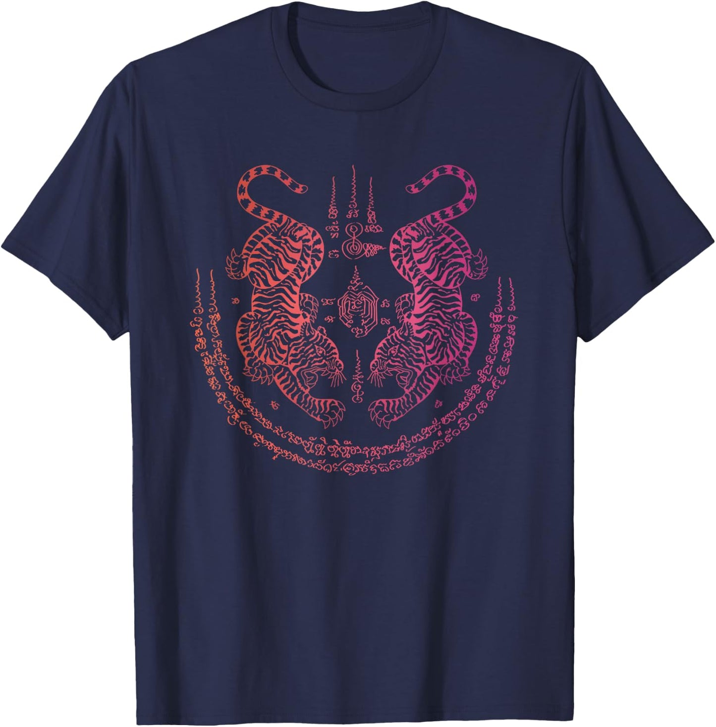 Thai Tattoo Twin Tiger Sak Yant Muay Thai Thailand Graphic T-Shirt - T-Shirt | Navy