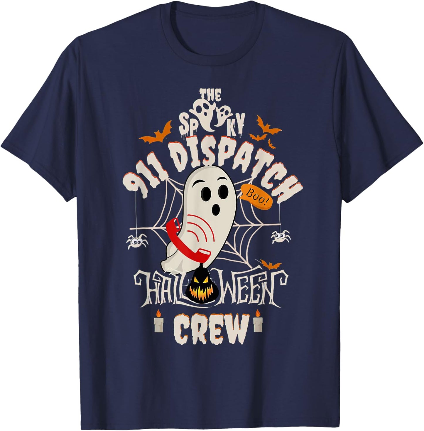 Dispatcher Boo Crew Halloween 911 Dispatch Pumpkin Costume T-Shirt - T-Shirt | Navy