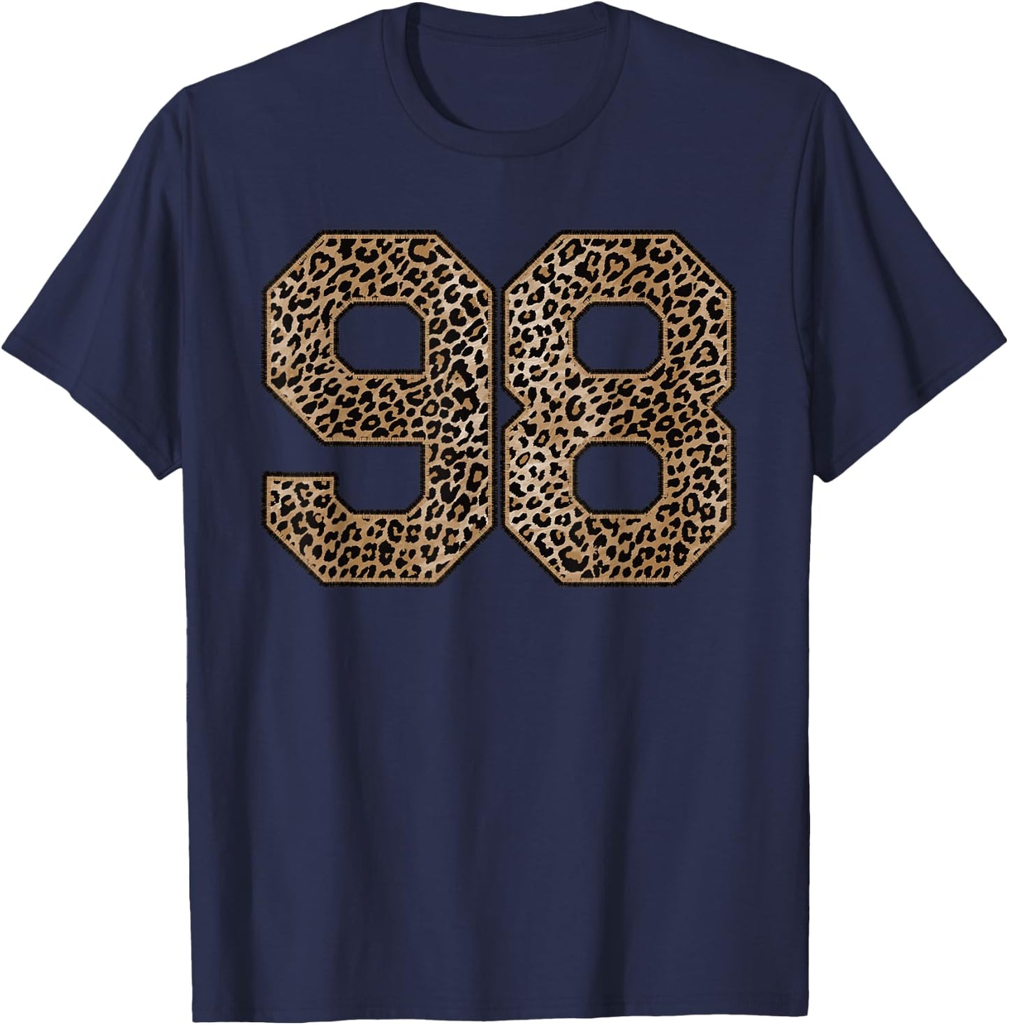 Leopard Number 98 Athlete Sports Jersey Supporter Fanwear T-Shirt - T-Shirt | Navy