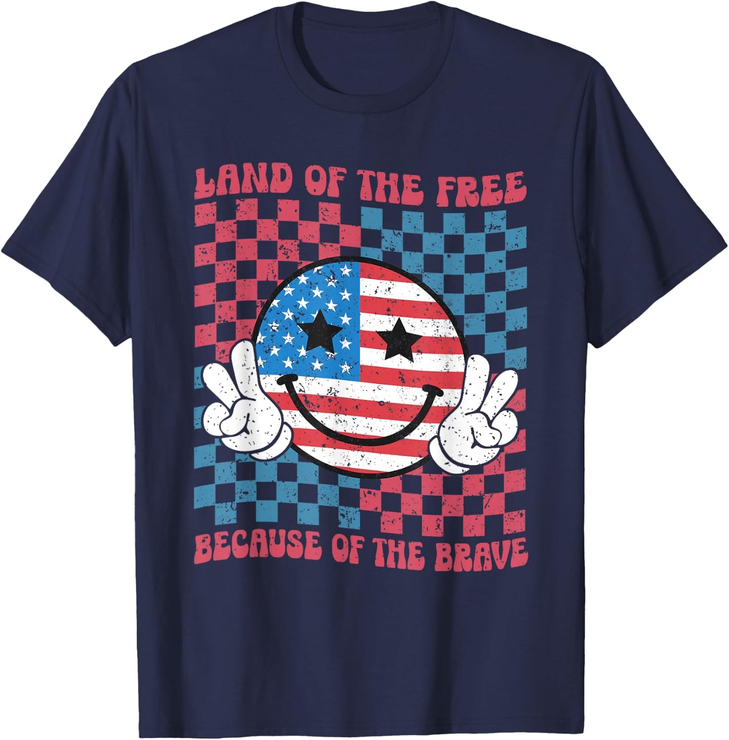 Home of the Free Because of the Brave Military American Flag T-Shirt - T-Shirt | Navy