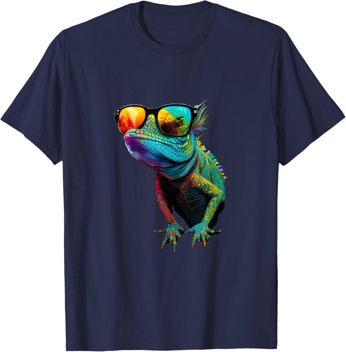 Funny Lizard with Sunglasses for Iguana & Reptiles Lovers T-Shirt - T-Shirt | Navy