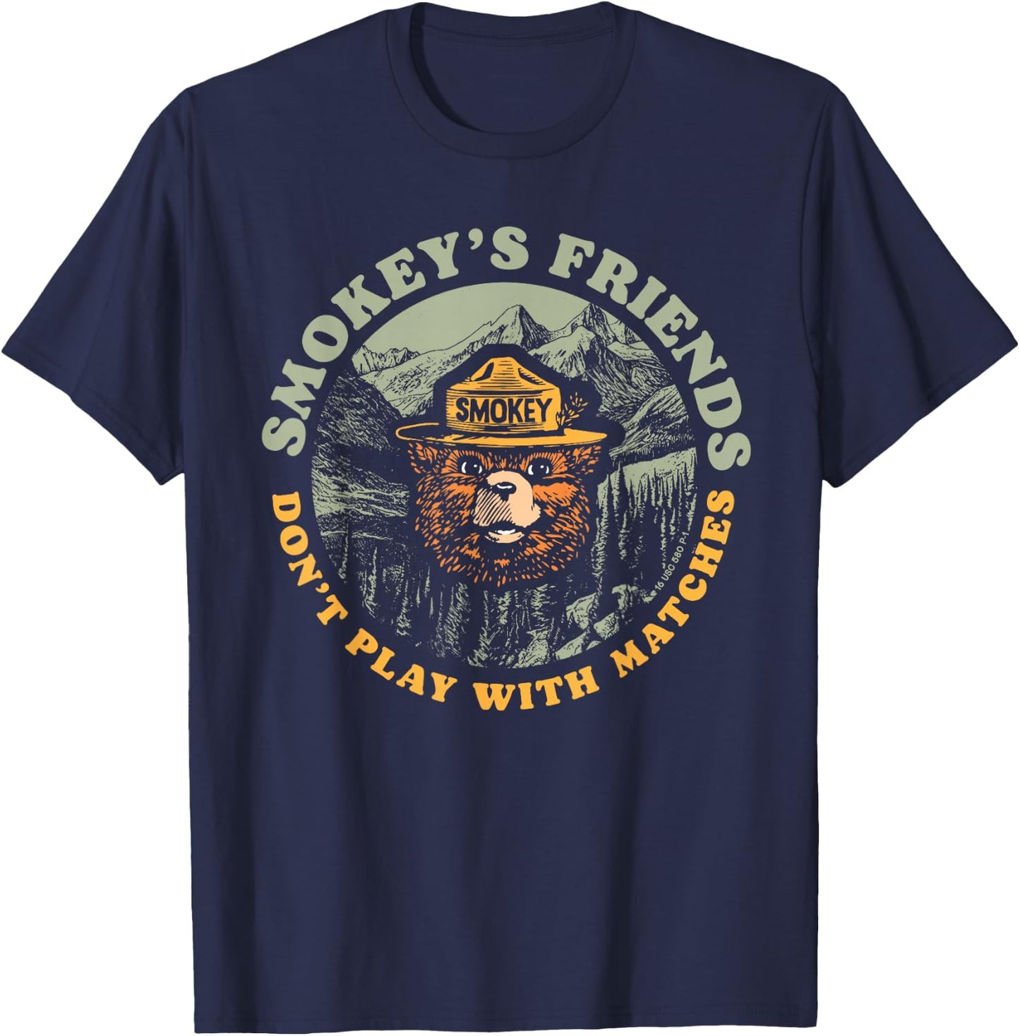 Smokey's Friends Don't Play With Matches Retro Smokey Bear T-Shirt - T-Shirt | Navy