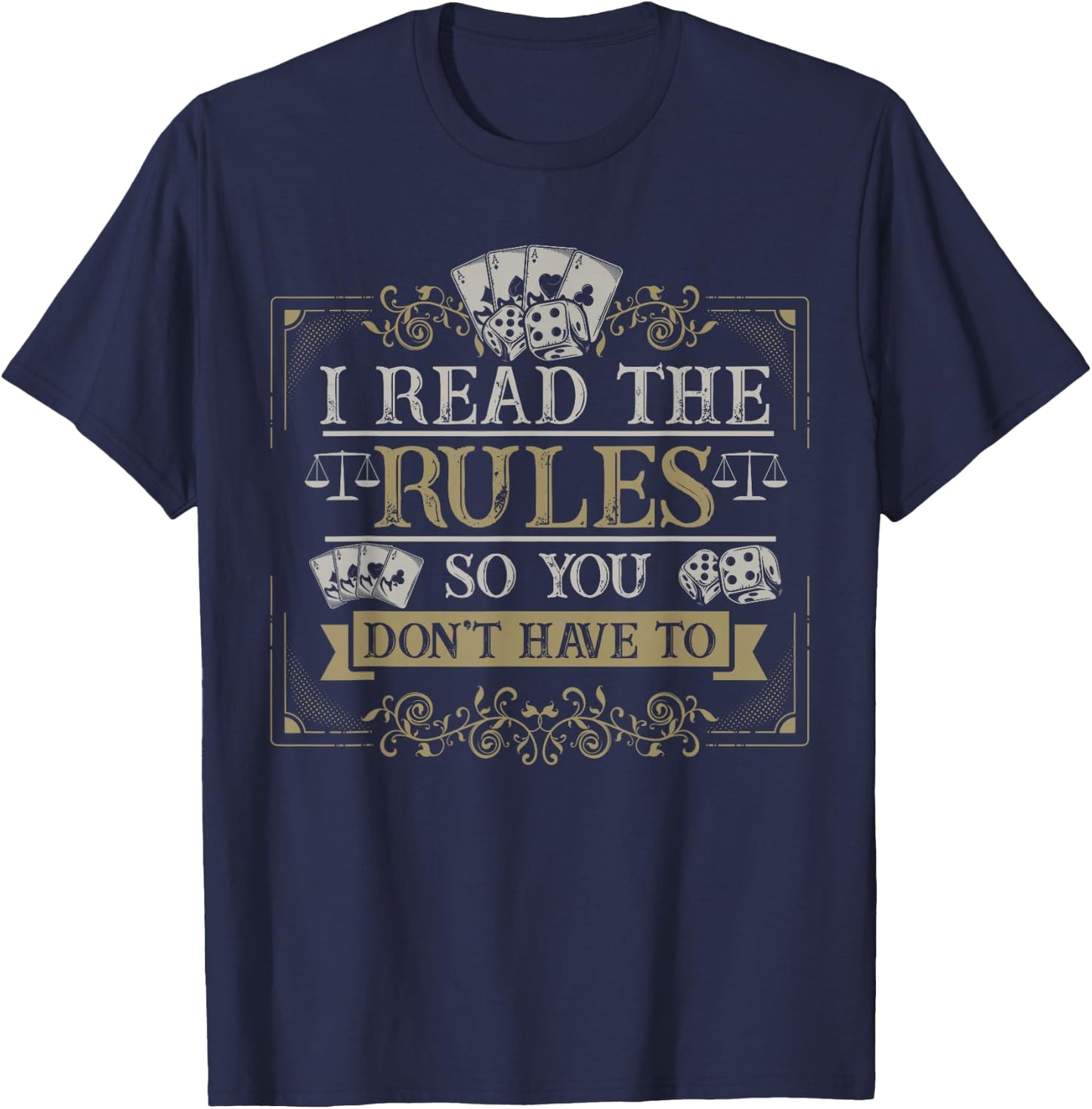 Board Games Vintage Game Night Men Women I Read The Rules T-Shirt - T-Shirt | Navy