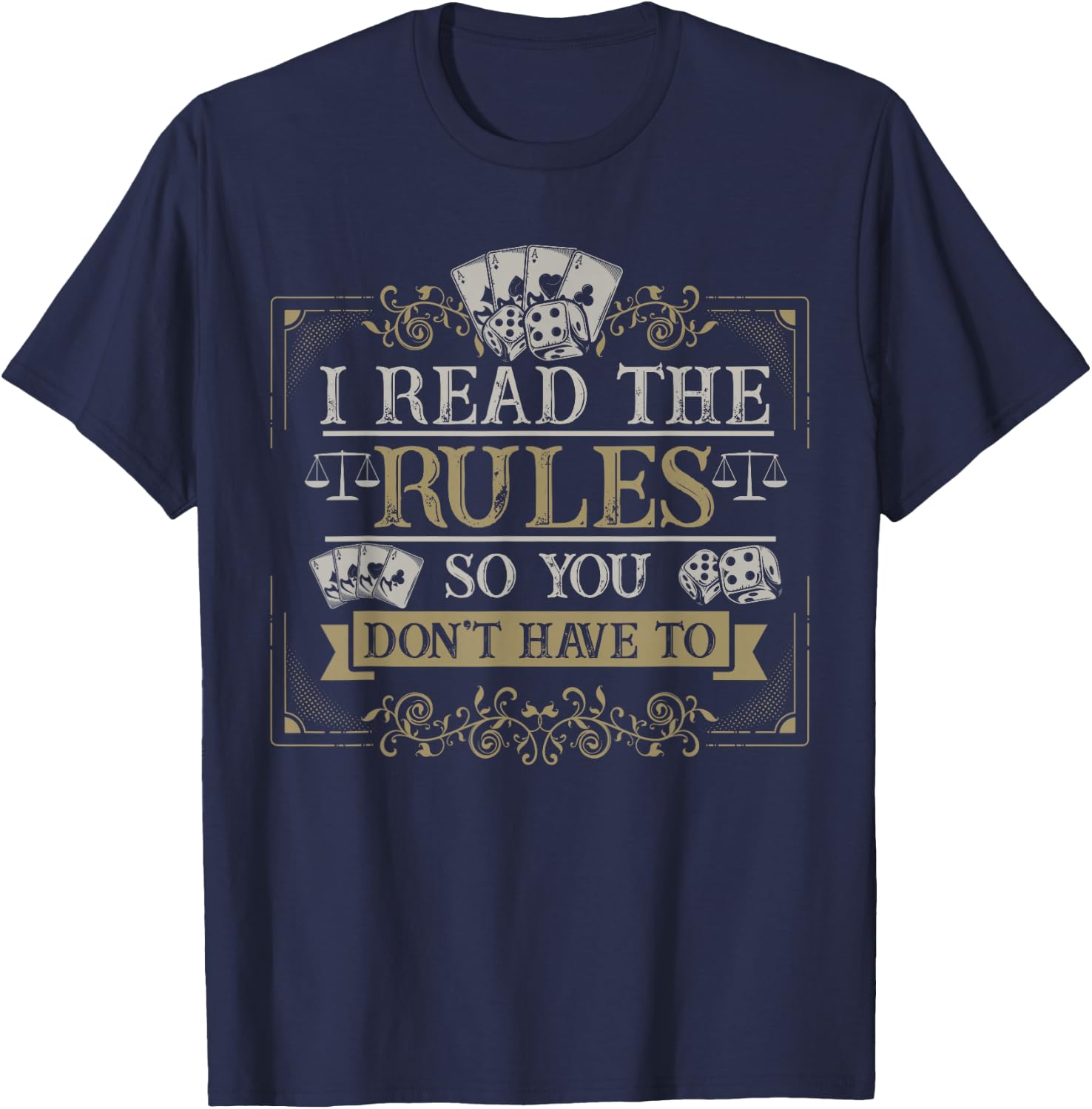 Board Games Vintage Game Night Men Women I Read The Rules T-Shirt - T-Shirt | Navy