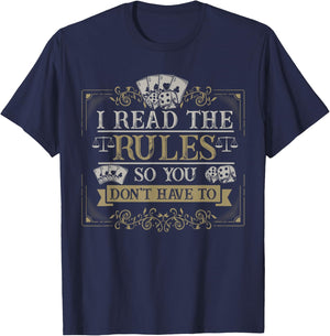 Board Games Vintage Game Night Men Women I Read The Rules T-Shirt - T-Shirt | Navy