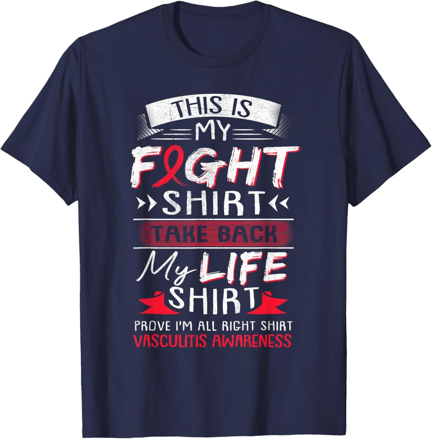We Wear Red Vasculitis Awareness Ribbon Gift T-Shirt - T-Shirt | Navy