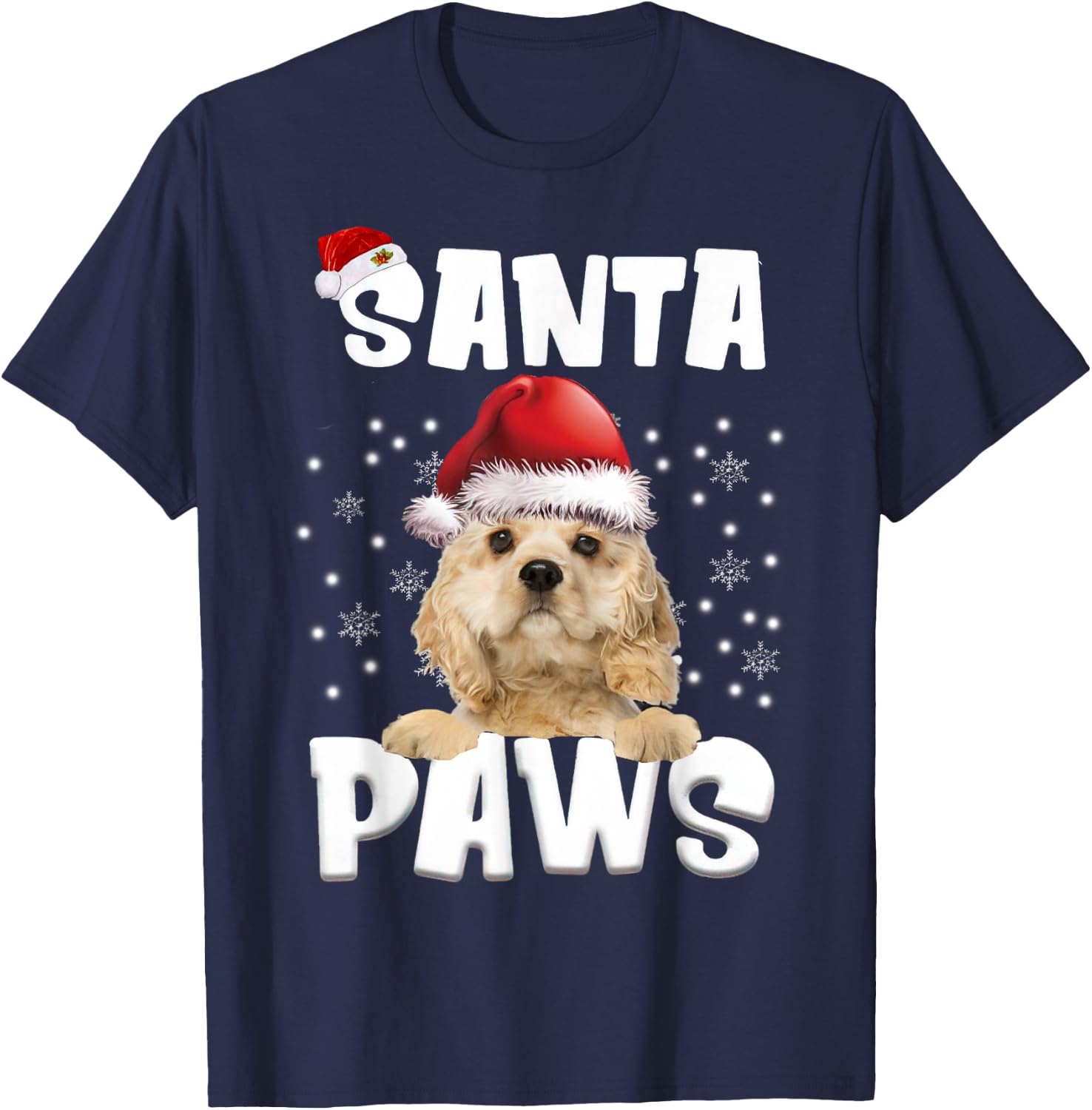 Funny American Cocker Spaniel Christmas Lights Tree Dog Men Women T-Shirt - T-Shirt | Navy