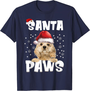 Funny American Cocker Spaniel Christmas Lights Tree Dog Men Women T-Shirt - T-Shirt | Navy