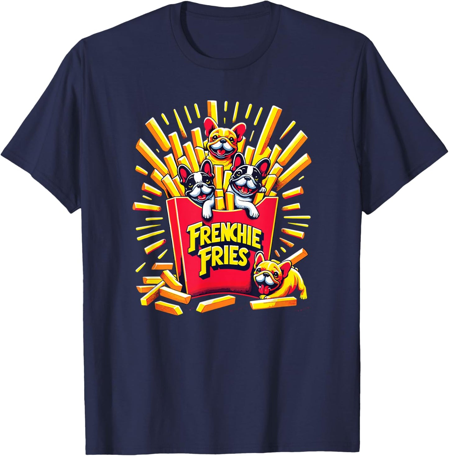 Frenchie Fries - Cute French Bulldog Funny Fries Women Girls Kids T-Shirt - T-Shirt | Navy