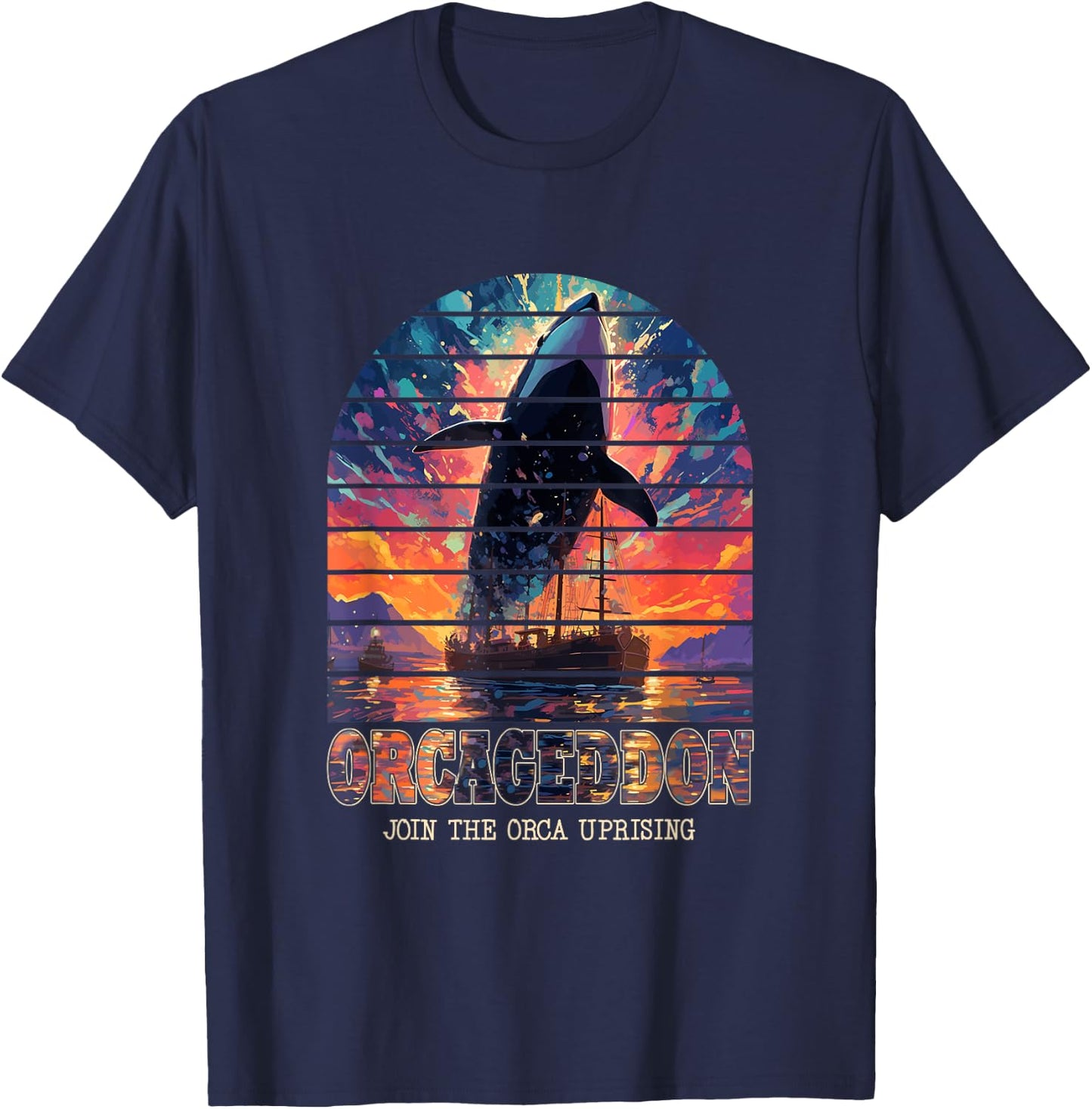 Join the Orca Uprising - Orcageddon: Whale Rebellion T-Shirt - T-Shirt | Navy