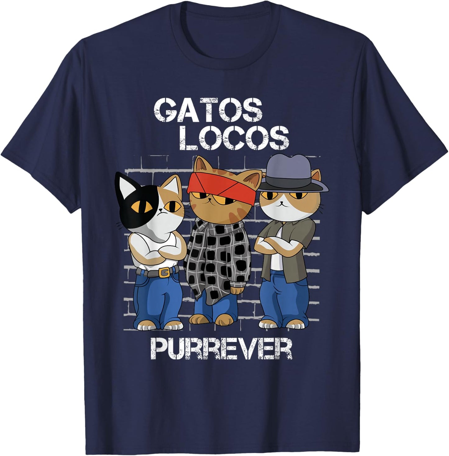 Funny Cat Blood in blood out Vatos Locos Forever T-Shirt - T-Shirt | Navy