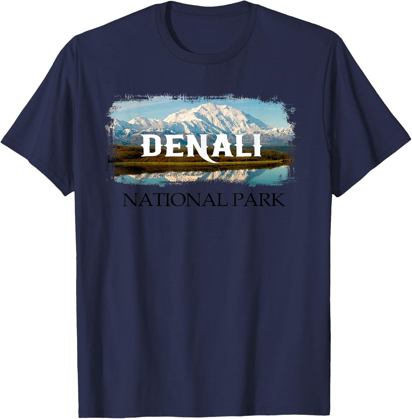 Retro Vintage Denali Alaska National Park Design T-Shirt - T-Shirt | Navy