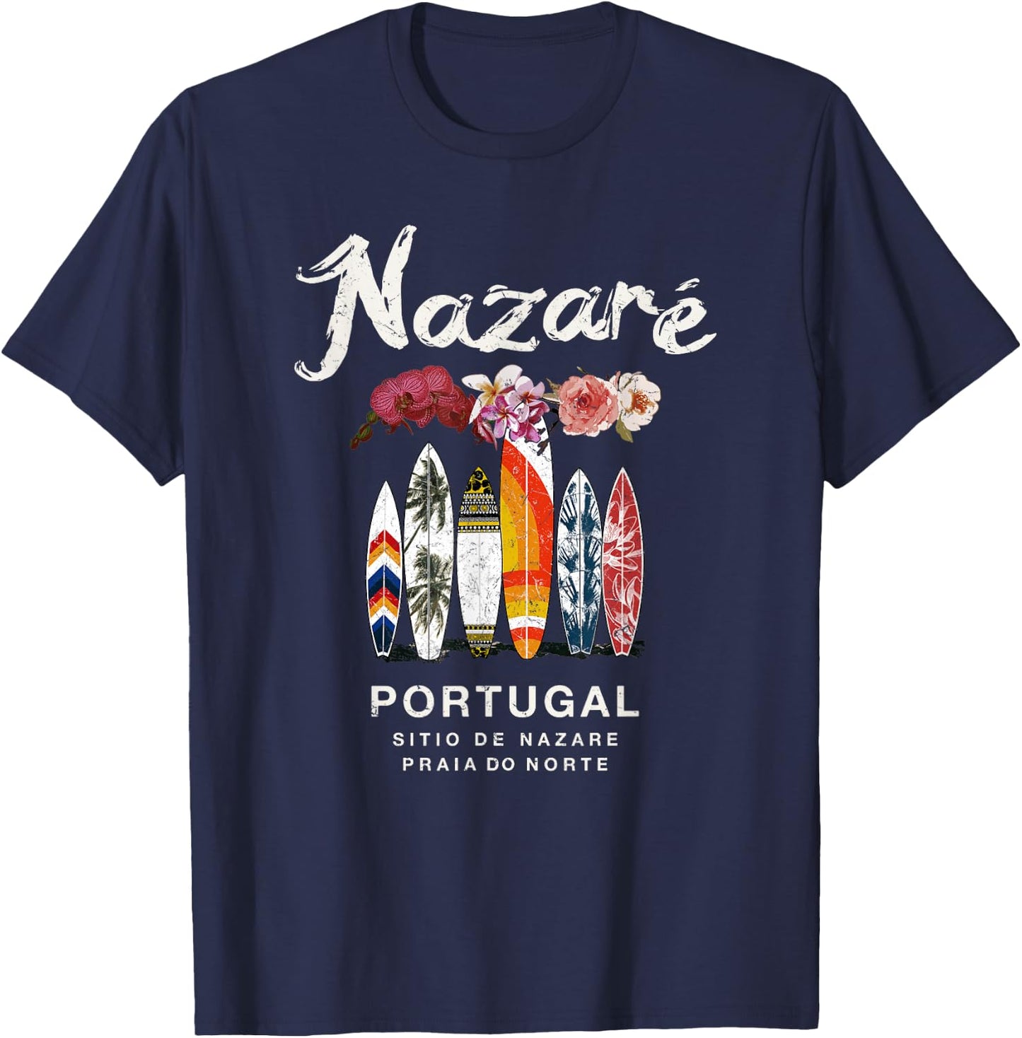 Nazare Portugal Surfing Vintage T-Shirt - T-Shirt | Navy