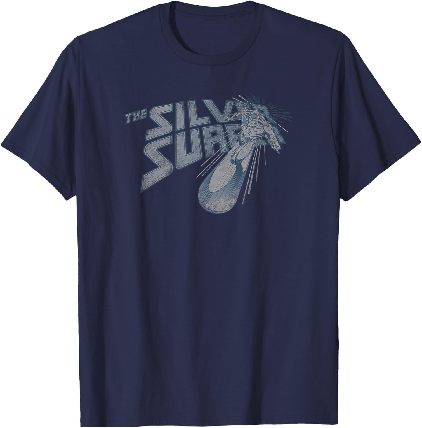 Marvel Fantastic Four Silver Surfer Retro Vintage Logo T-Shirt - T-Shirt | Navy
