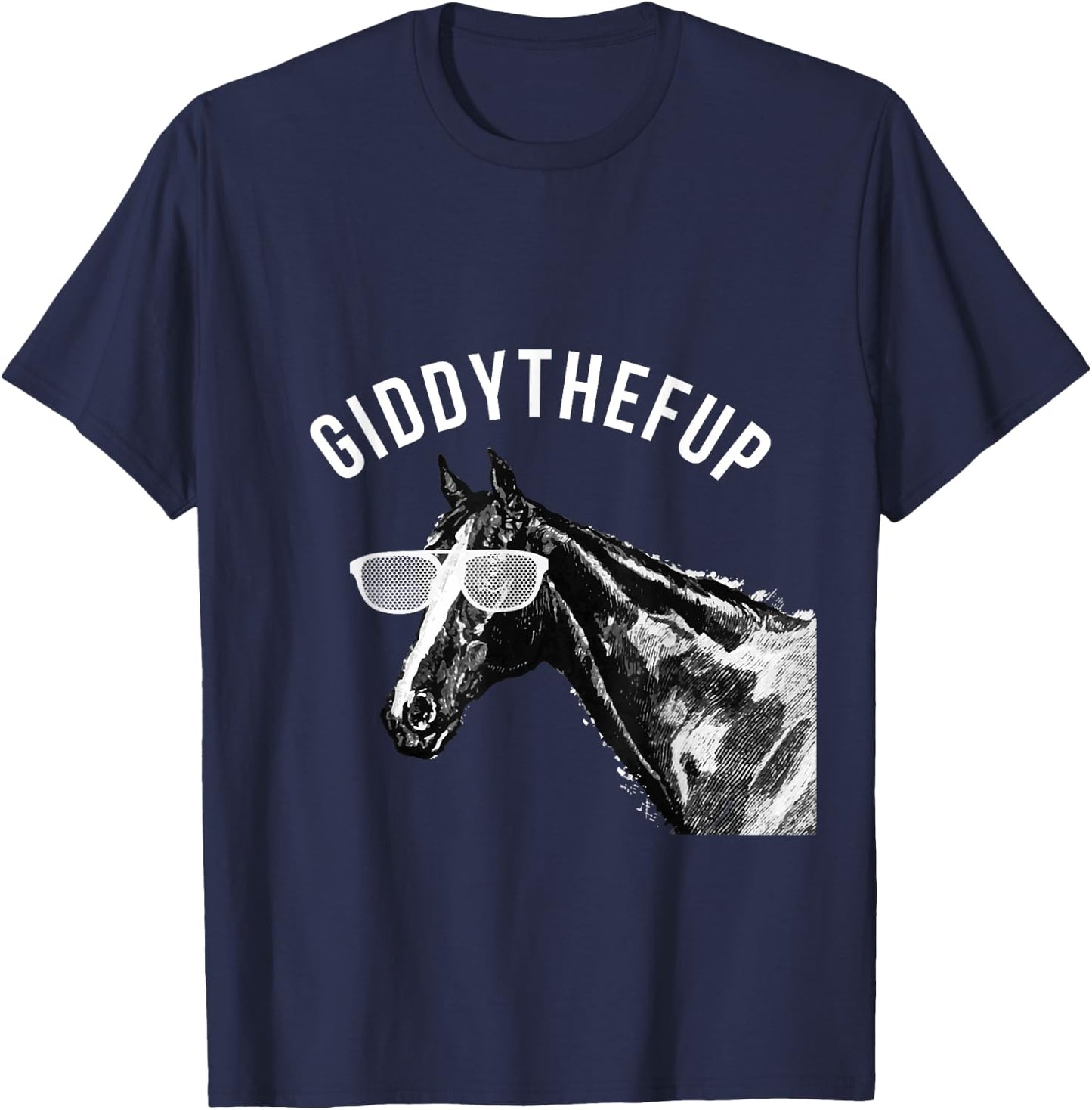 Funny Race Horse Shirt Giddy the F Up T-Shirt - T-Shirt | Navy
