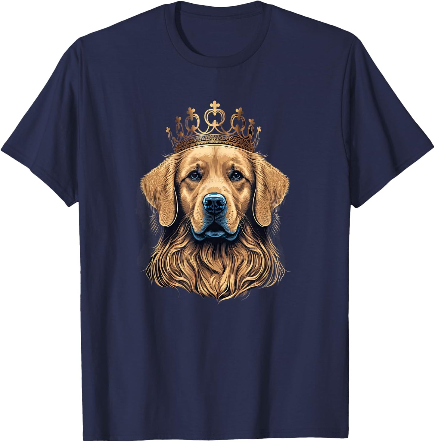 Funny Golden Retriever with a Golden Crown T-Shirt - T-Shirt | Navy