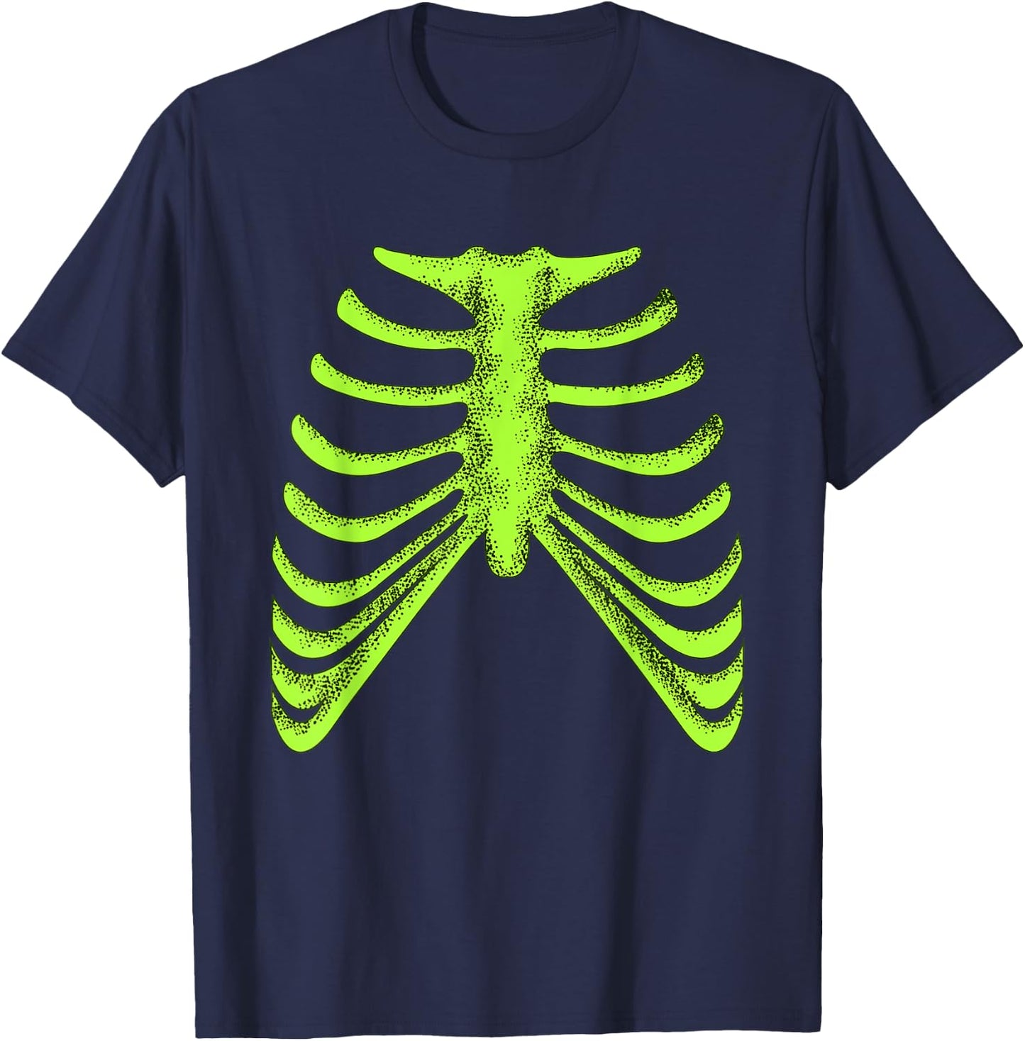 Green Ribcage Skeleton Green Color Graphic T-Shirt - T-Shirt | Navy