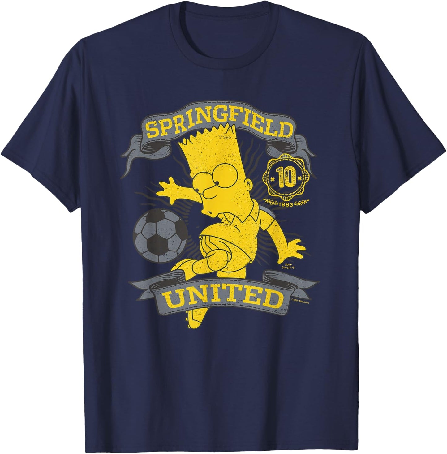 The Simpsons Soccer Bart Simpson Springfield United T-Shirt - T-Shirt | Navy