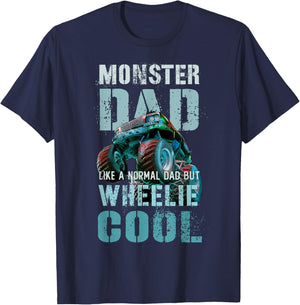 Funny MONSTER DAD Like Normal Daddy But Wheelie Cool Truck T-Shirt - T-Shirt | Navy