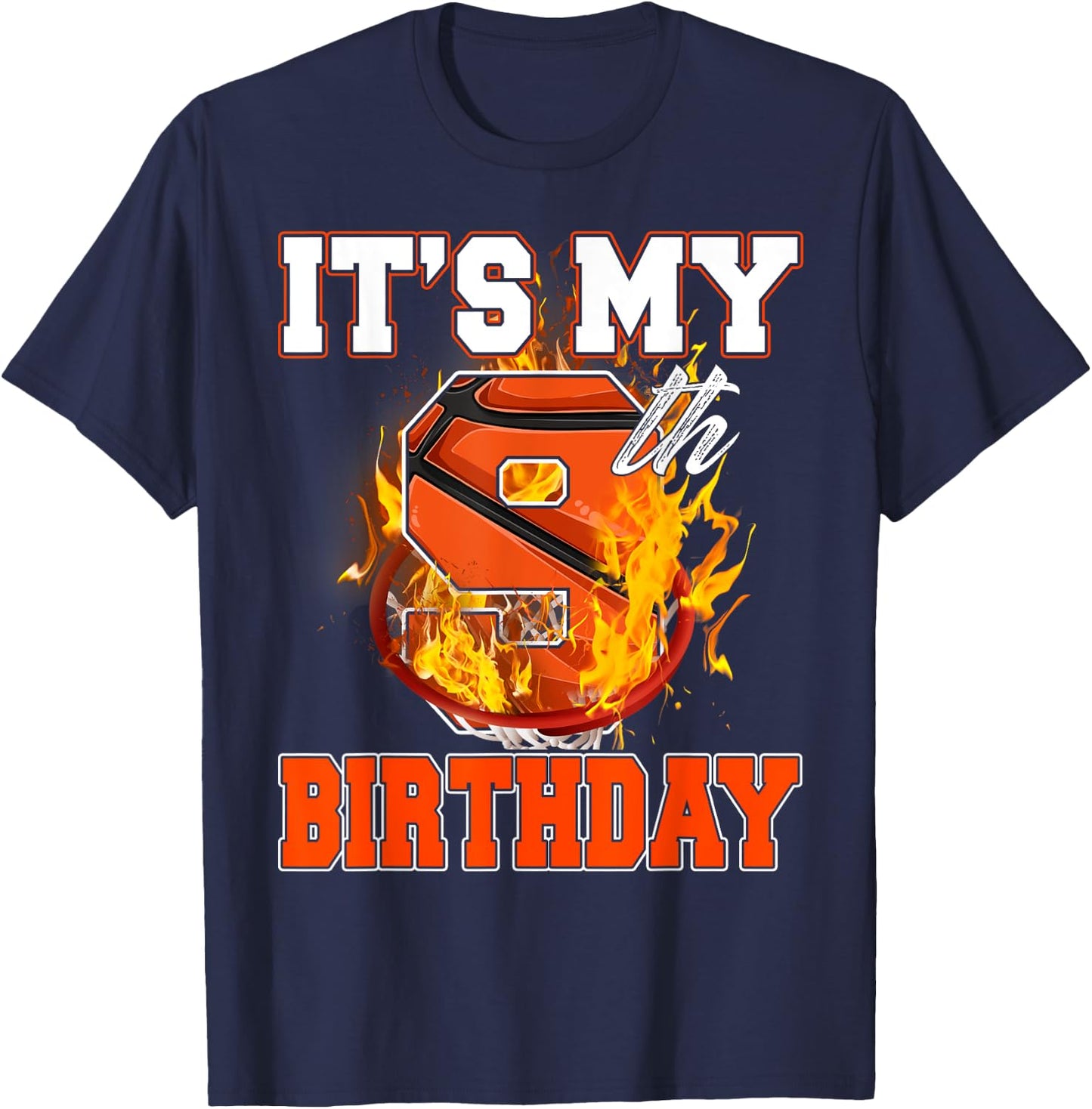 Funny It's My 9th Birthday 9 Years Old Basketball Ball Boy T-Shirt - T-Shirt | Navy