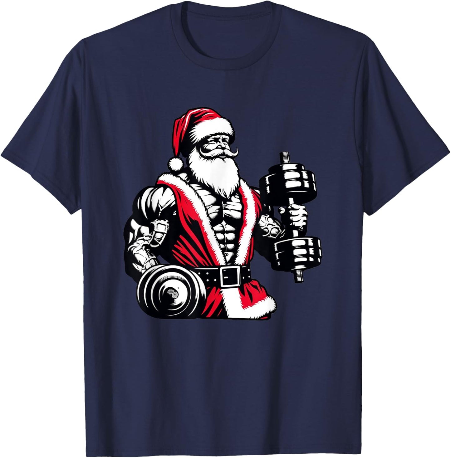 Swole Santa Christmas Gym T-Shirt - T-Shirt | Navy