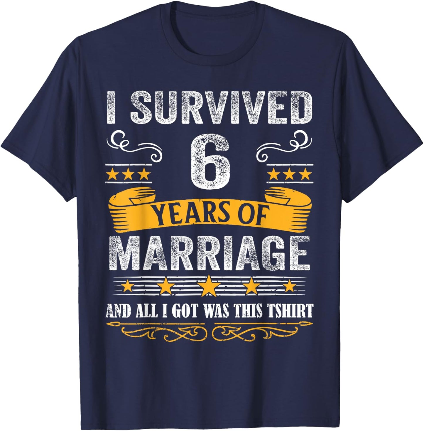 6th Wedding Anniversary shirt Couples Husband Wife 6 Years T-Shirt - T-Shirt | Navy