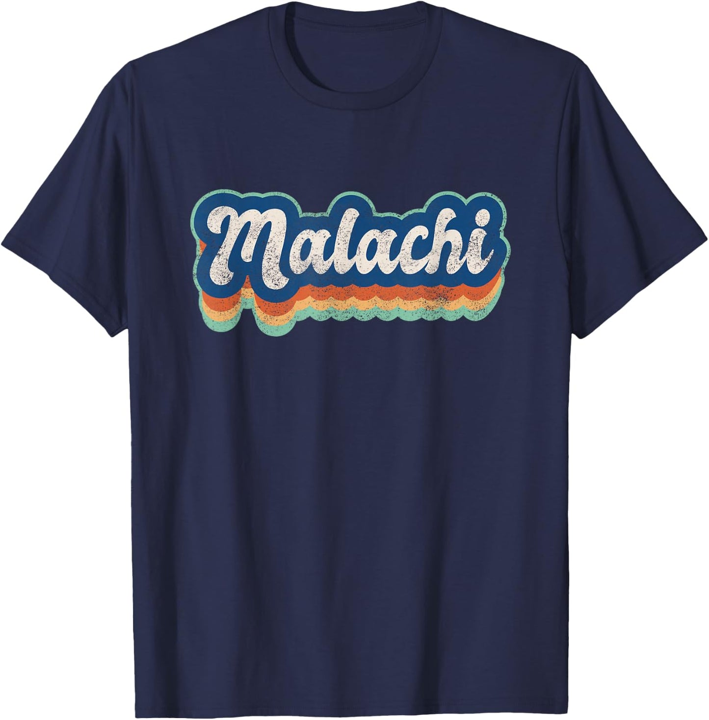 Malachi First Name Boy Vintage Style 70s 80s Personalized T-Shirt - T-Shirt | Navy