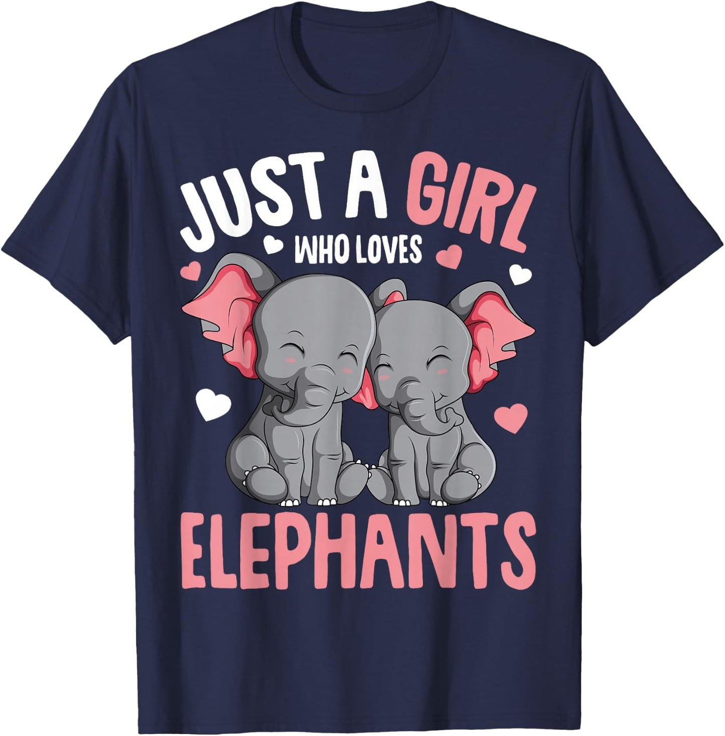 Just a Girl who Loves Elephants Kids Girls Elephant Lover T-Shirt - T-Shirt | Navy