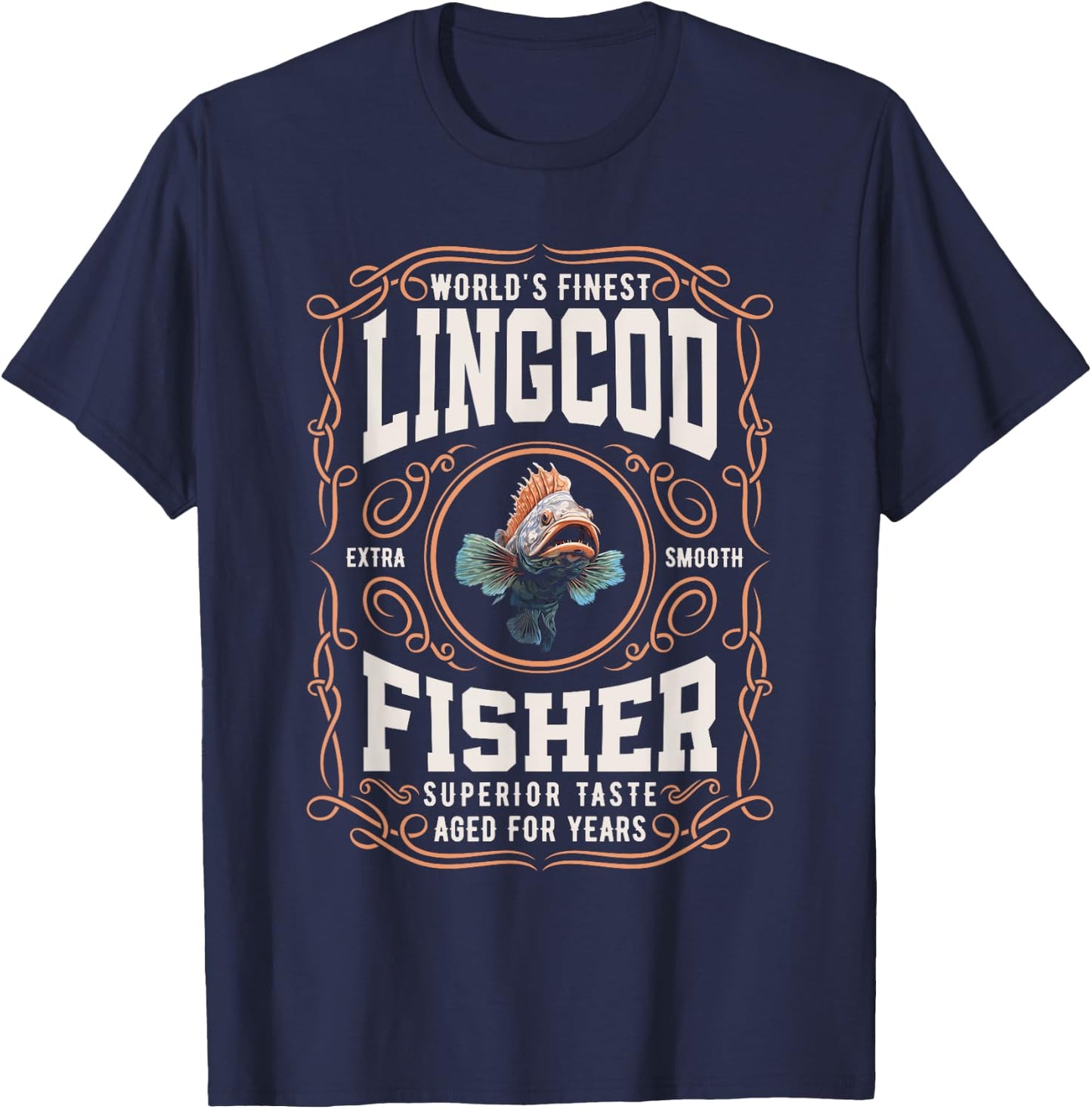 Worlds Finest Lingcod Fisher, Funny Lingcod Fishing T-Shirt - T-Shirt | Navy