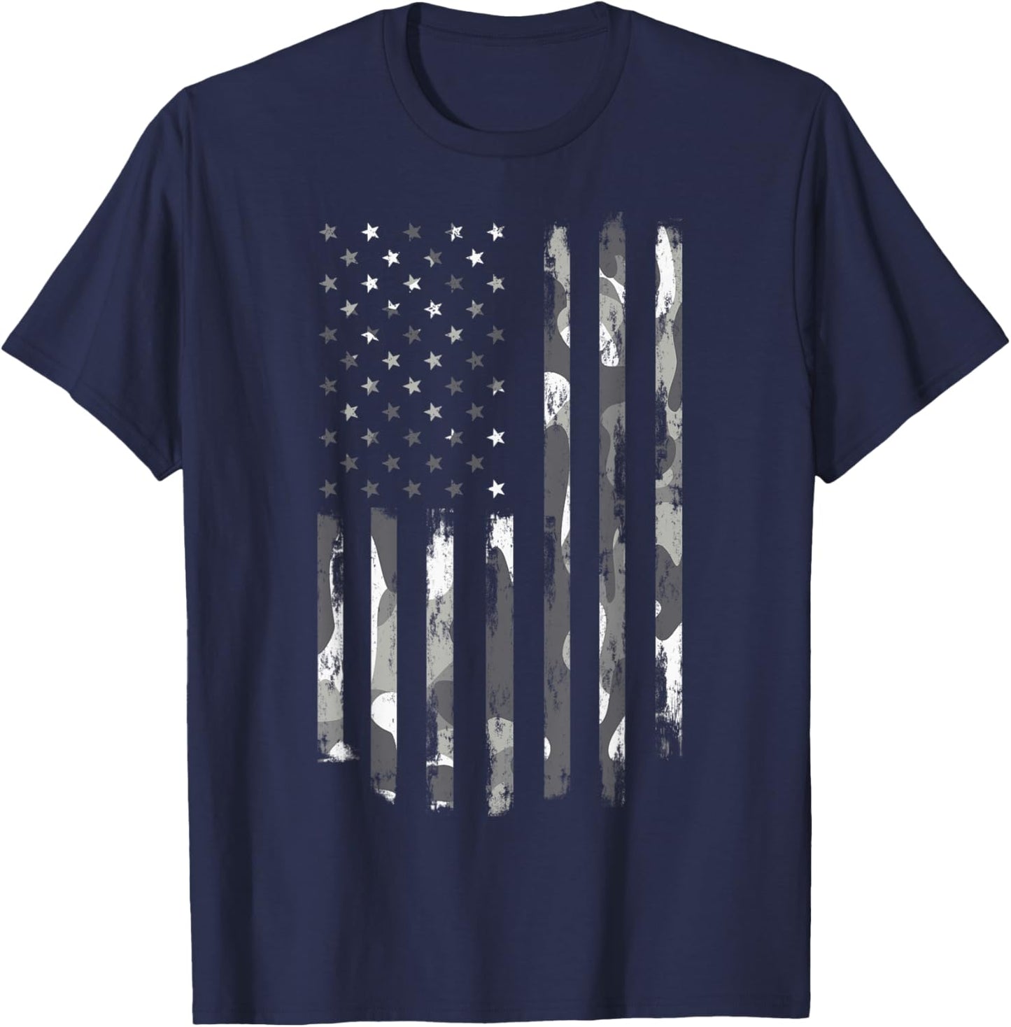 Camo American Flag USA Camouflage Men Boys Women Girls Kids T-Shirt - T-Shirt | Navy