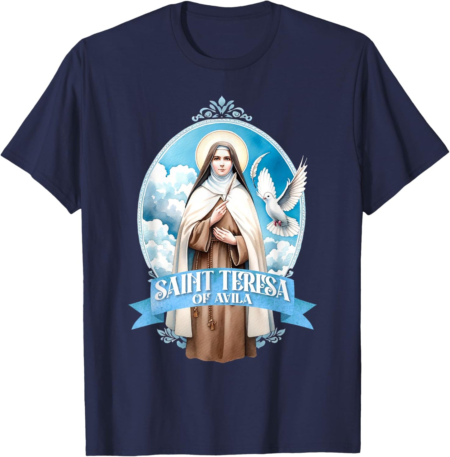 St Teresa of Avila Interior Castle Catholic Patron Saint T-Shirt - T-Shirt | Navy