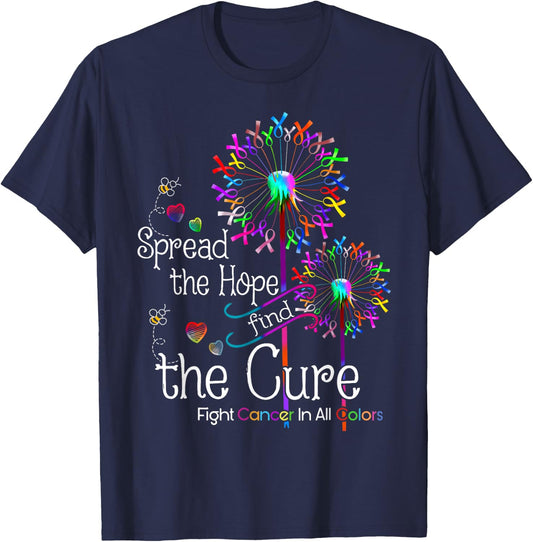 Fight Cancer In All Color Spread-Hope Find A Cure T-Shirt - T-Shirt | Navy
