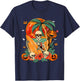 Skeleton Surfer Halloween Hawaiian Floral Carved Pumpkins T-Shirt - T-Shirt | Navy