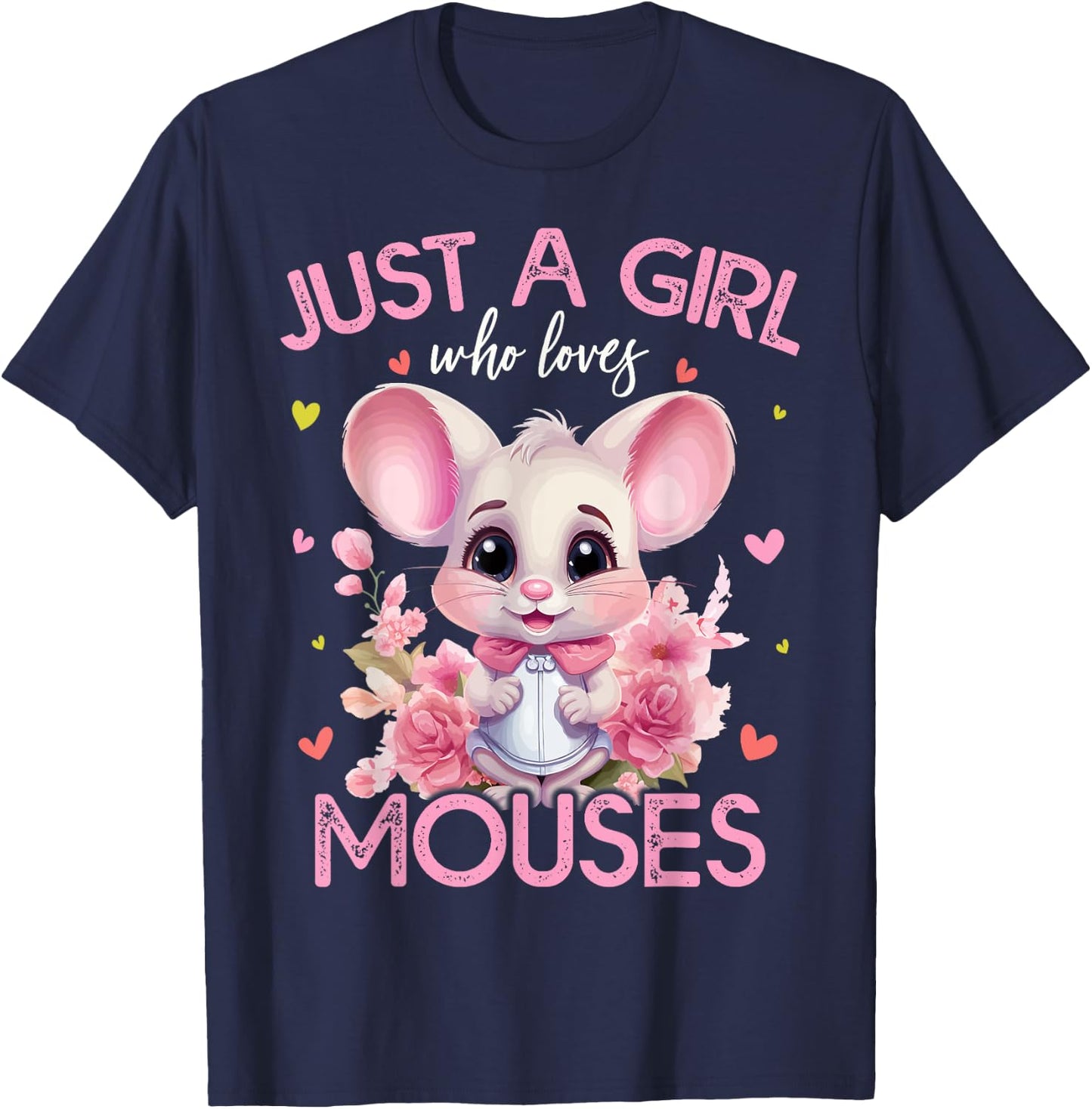 Just A Girl Who Loves Mouses Girls T-Shirt - T-Shirt | Navy
