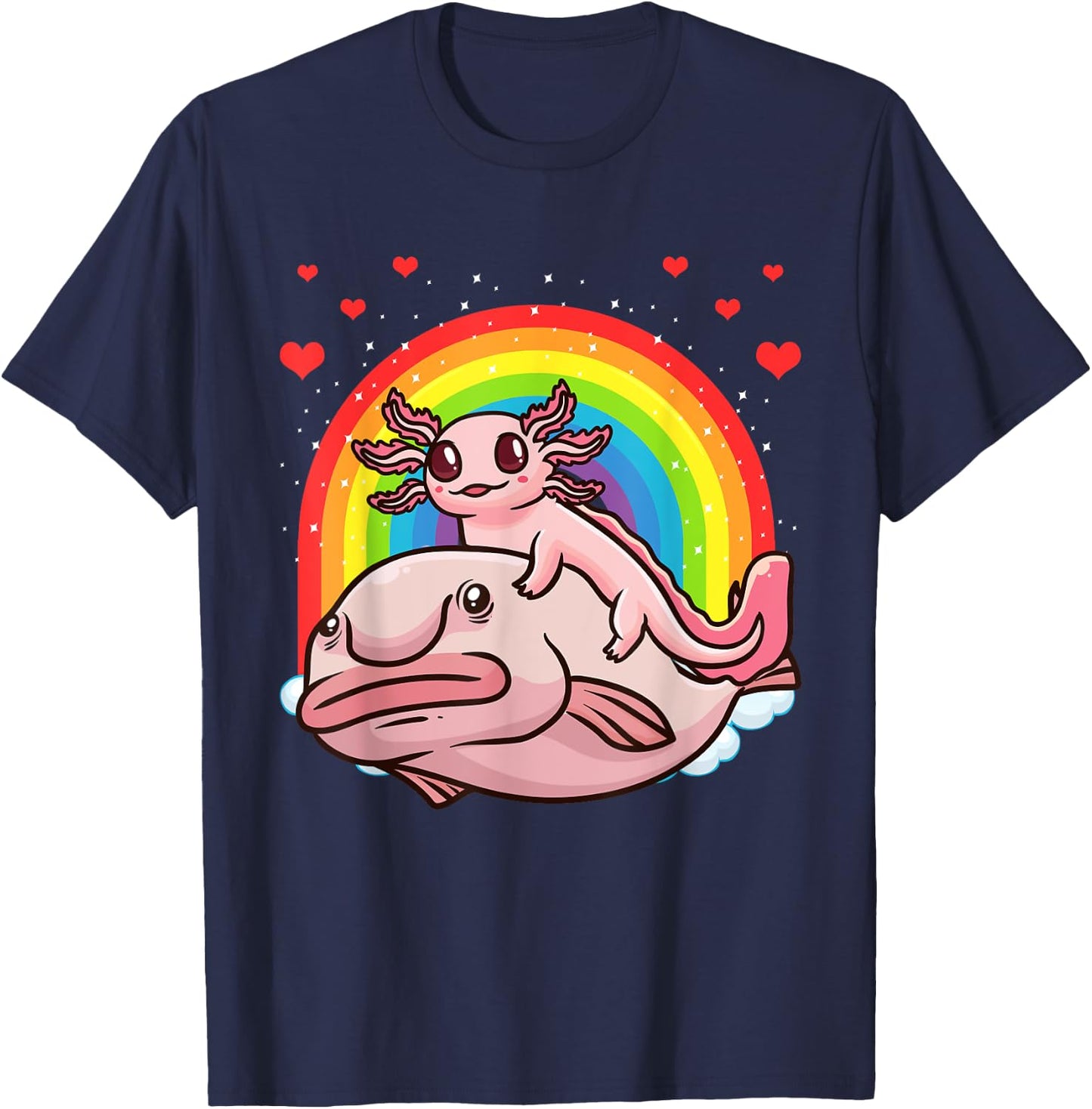 Axolotl Kawaii Blobfish T-Shirt - T-Shirt | Navy