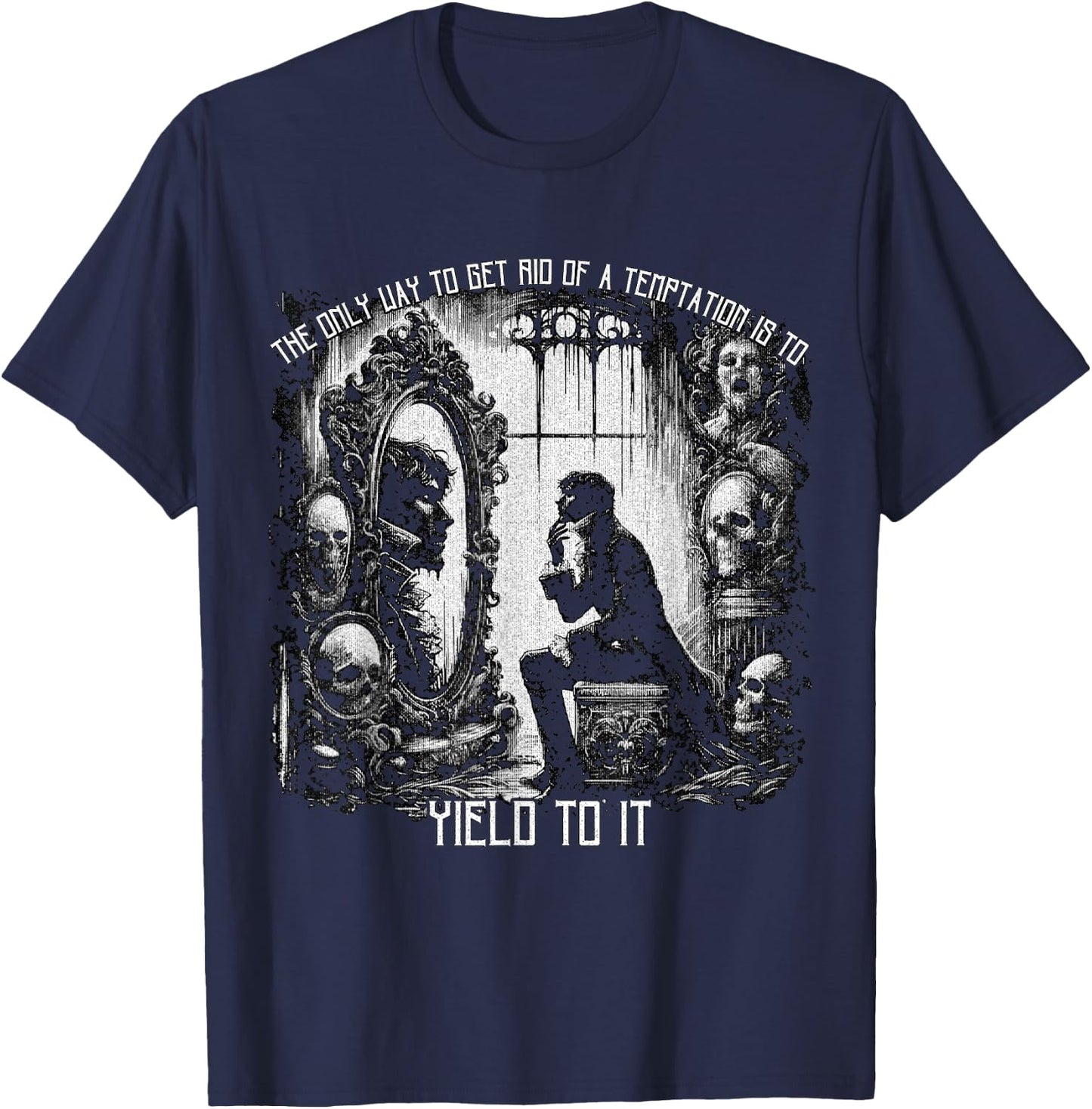 Oscar Wilde Dorian Gray Quote Yield Temptation Dark Academia T-Shirt - T-Shirt | Navy
