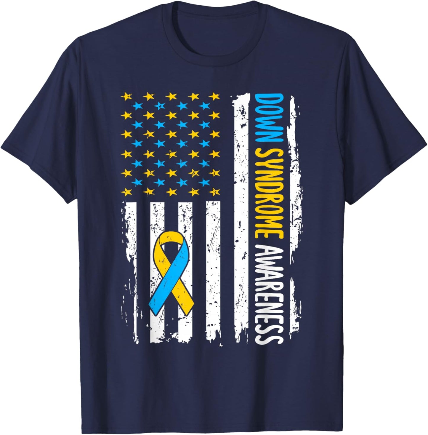Down Syndrome Awareness American Flag T21 Down Syndrome T-Shirt - T-Shirt | Navy
