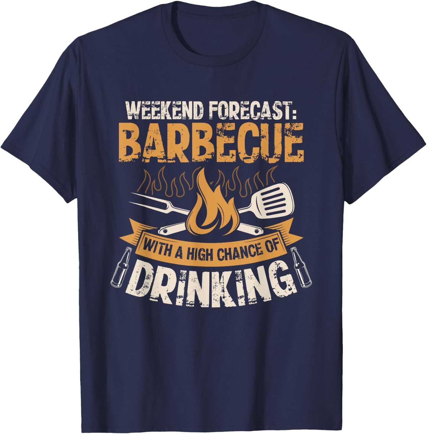 Funny BBQ Grill Chef Grilling Master Barbecue Lover BBQ T-Shirt - T-Shirt | Navy