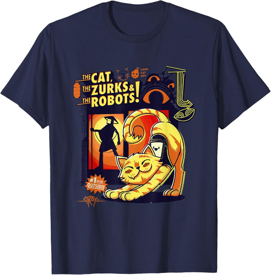 Stray Cats, Zurks, and Robots Video Game T-Shirt - T-Shirt | Navy